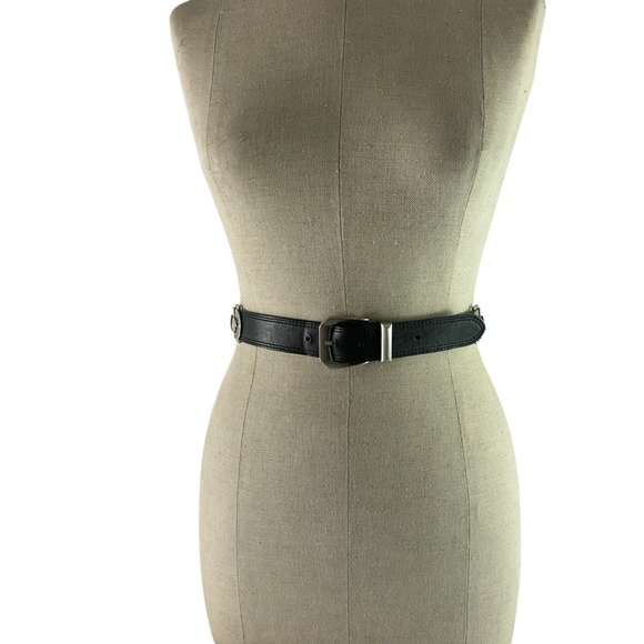 Rare Genuine GIANNI VERSACE Black Leather Relief Joint Medusa Unisex Belt 40 main image 7